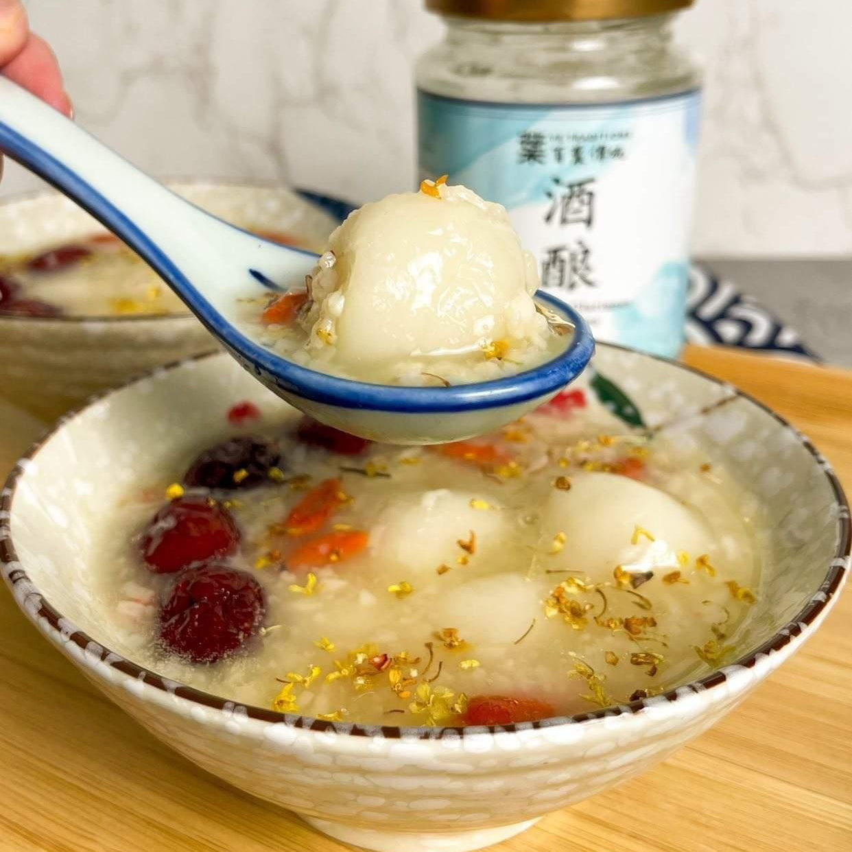 Jiu niang tang yuan — fermented glutinous rice wine dessert recipe